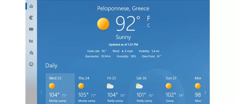 Cómo hacer que el clima de Windows 10 muestre temperaturas en °C o °F