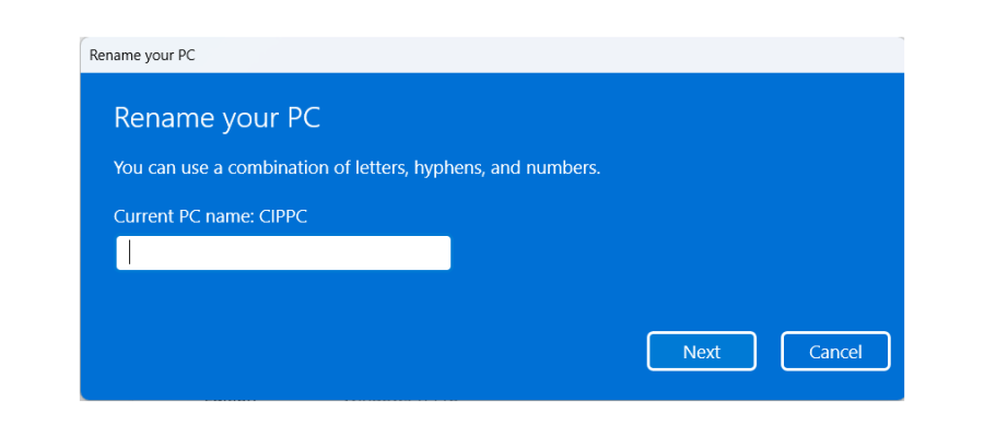 ¿Cuál es el nombre de su dispositivo o PC con Windows?